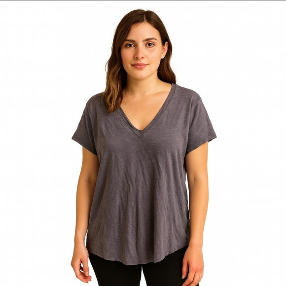 Mododoc Los Angeles Gray Cross Seam Rough Edge Plus Size Womens Tee Sz XXL - Picture 1 of 8